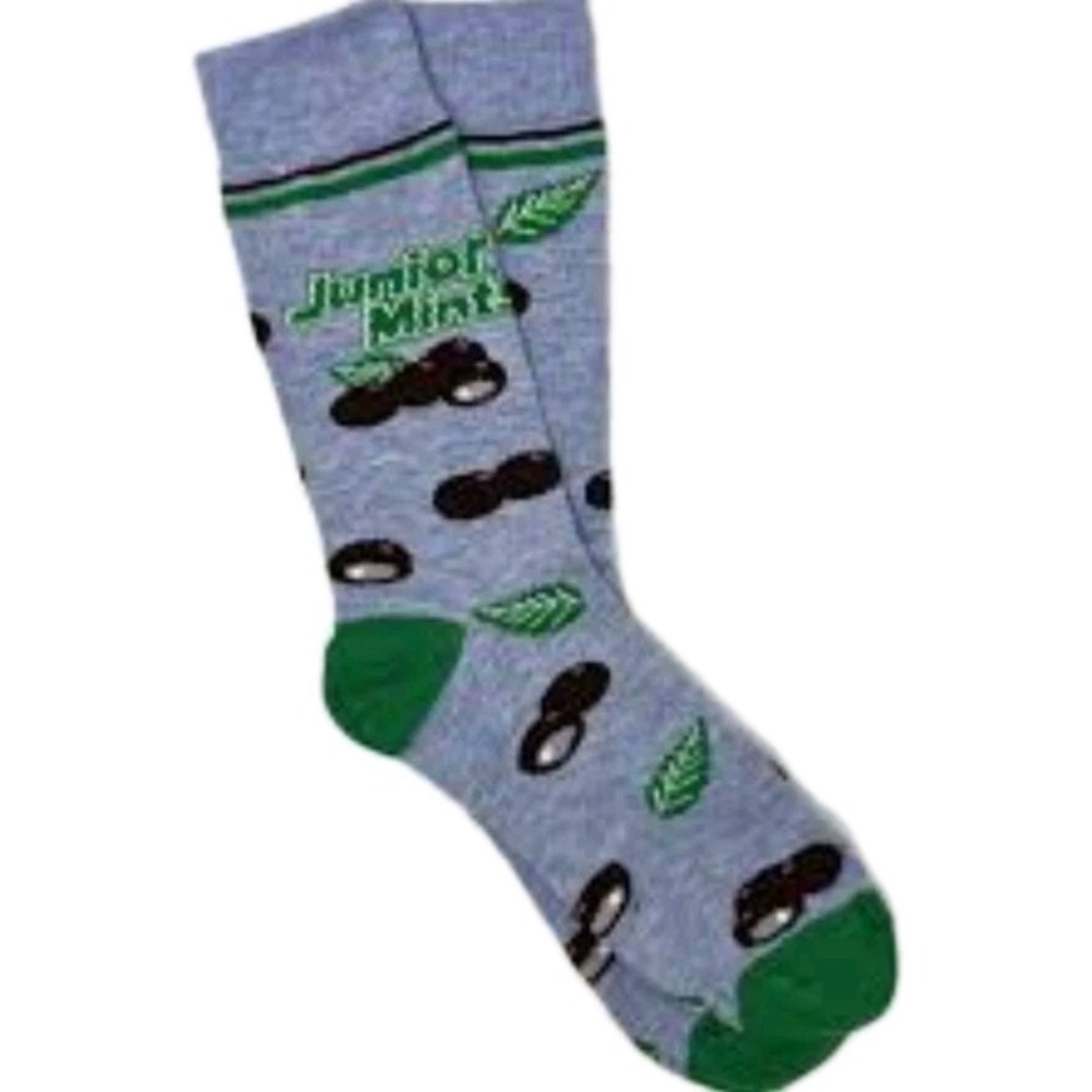 Junior Mints Candy Socks One Size Men's US Size 7-12 Blue Crew NWT